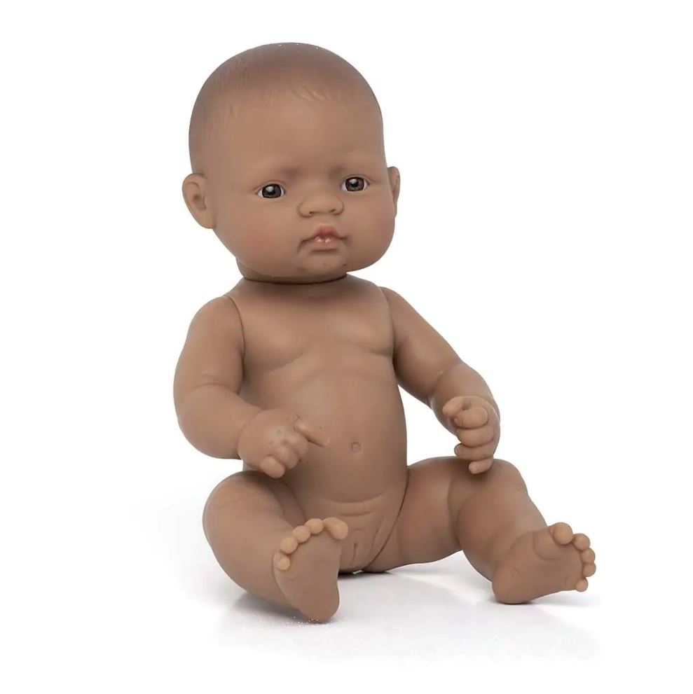 Latin-amerikai baba - lány, kopasz, fürdethető, 32 cm 12 hó+
